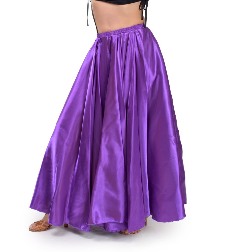 ベリーダンス衣装 ロングスカート 無地 サテン 長い 広がる 720度