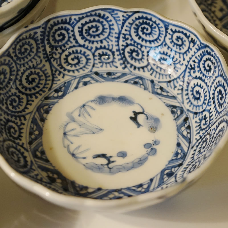 生活雑貨 ヴィンテージ 古伊万里 15cm 丸皿 蛸唐草文 10枚セット 送料