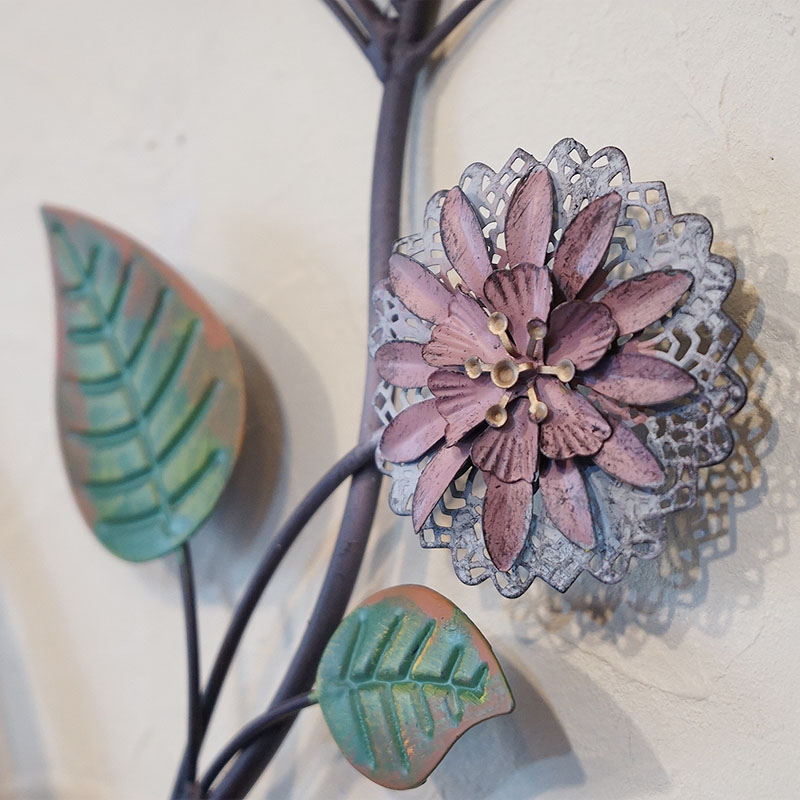 壁飾り アイアン 陶器 壁掛け インテリア雑貨 花 ウォールデコ