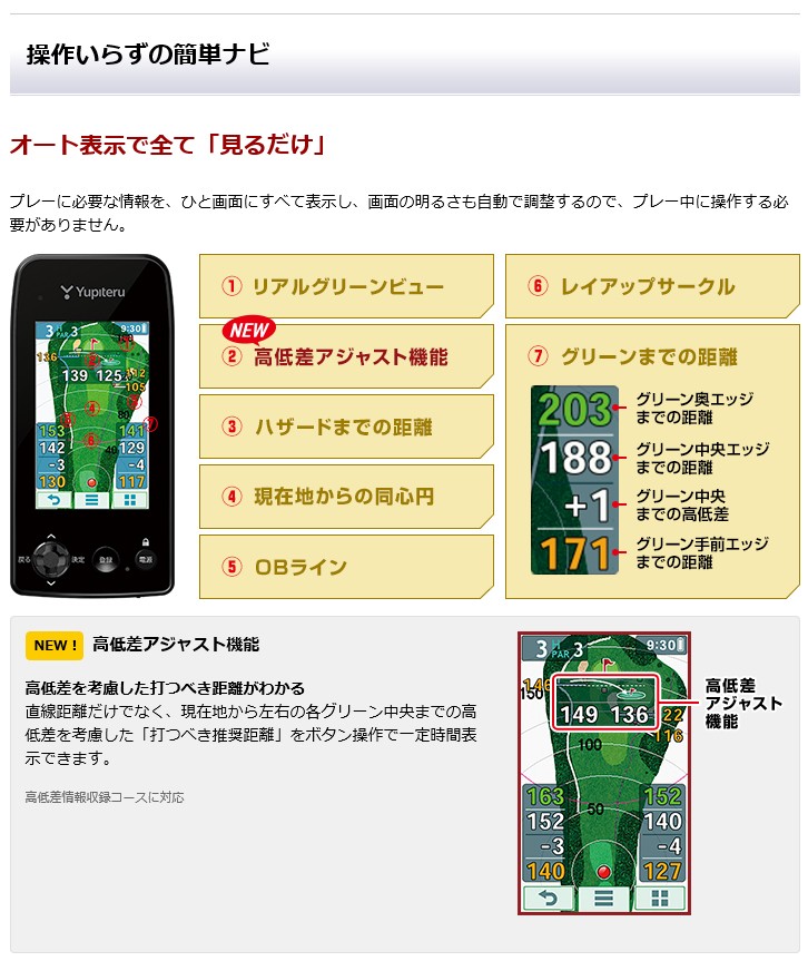 ユピテル（yupiteru） 正規品 GPS ゴルフナビ YGN7000 「 GPS距離測定