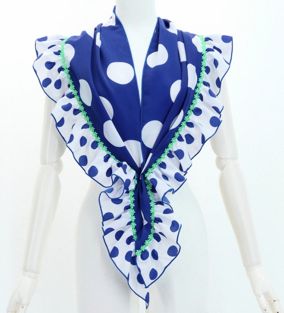 フラメンコ ピキージョ・エプロンセット 水玉 ブルー×ホワイト PA-4