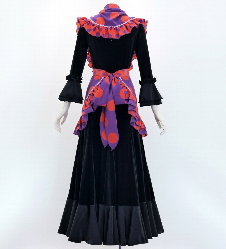 フラメンコ ピキージョ・エプロンセット 水玉 パープル×オレンジ PA-5