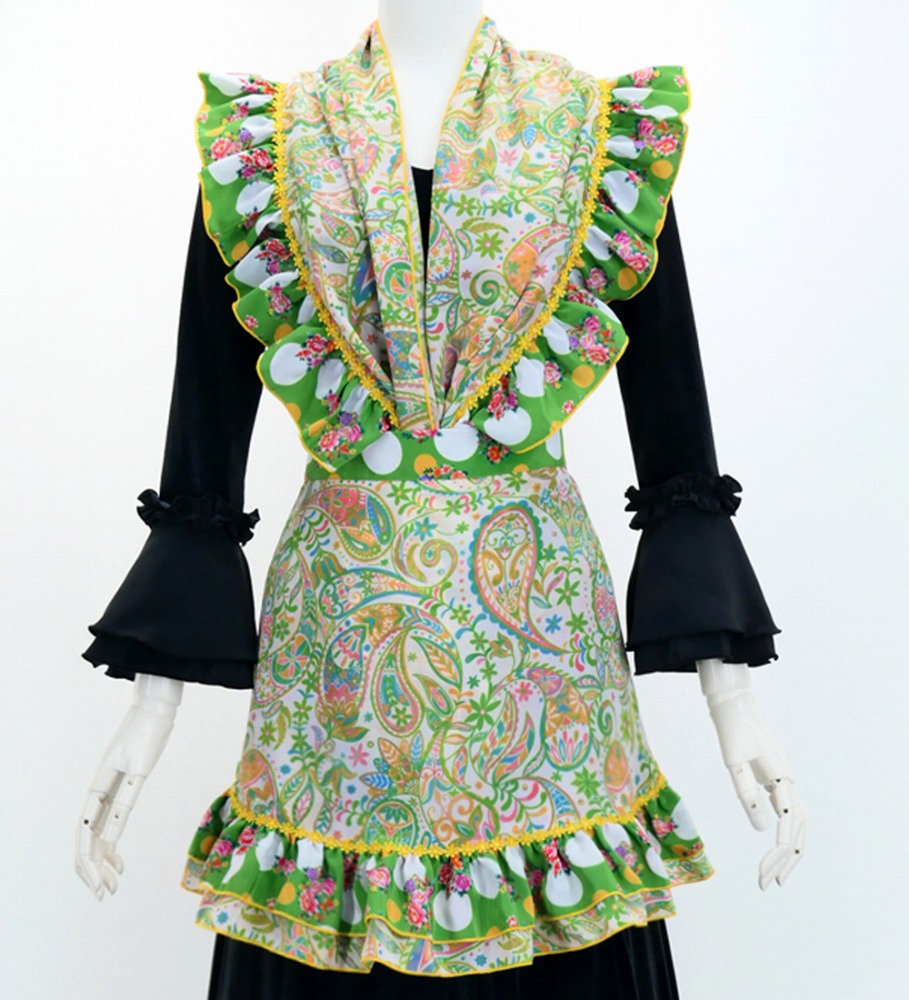 フラメンコ ピキージョ・エプロンセット ペイズリー イエロー×グリーン