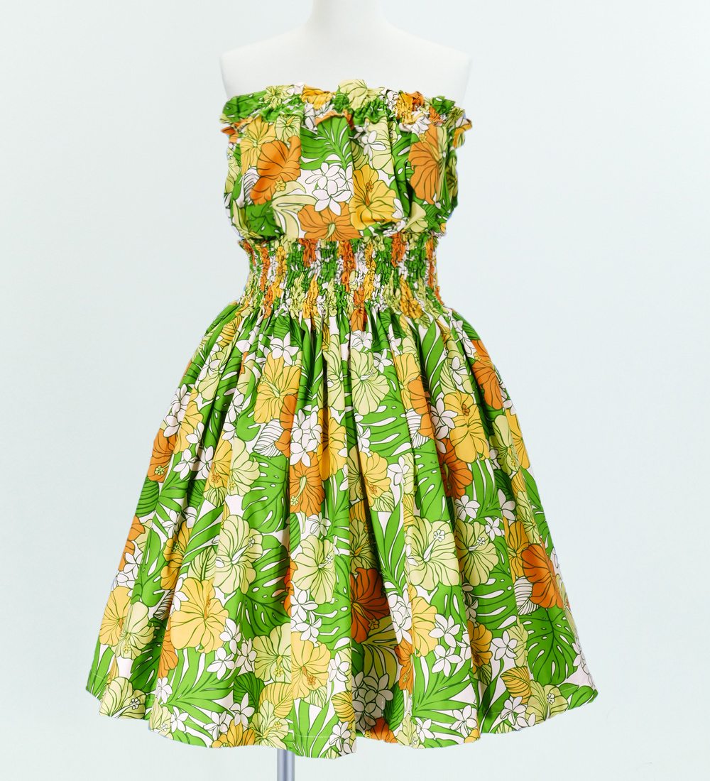 フラダンス パウスカート&チューブトップ セット グリーン 2189g