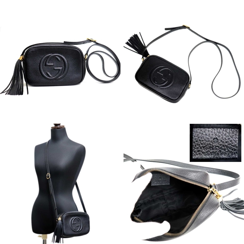 GUCCI（グッチ） （美品）グッチ ソーホーショルダー バッグ 黒 レザー