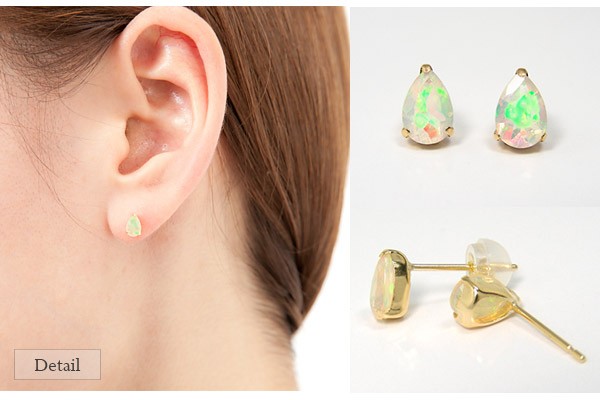オパール ピアス 18k K18YG 18金 エチオピア産 イエロー ゴールド