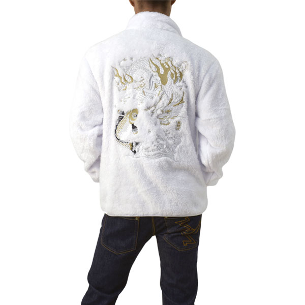 FLAG ON CREW フリース ジャケット ユニセックス スカジャン 刺繍入り