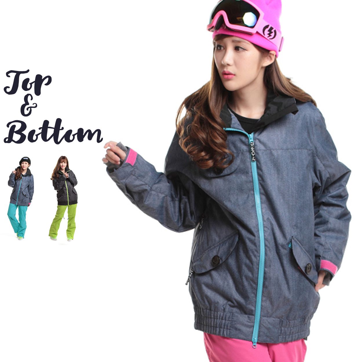 スノーボードウェア スキーウェア レディース 上下セット デニム