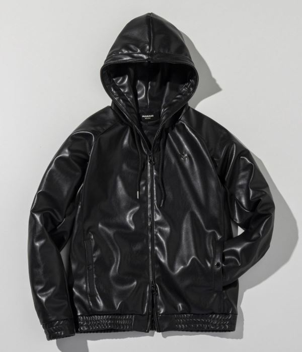 1PIU1UGUALE3 RELAX シンセティックレザージップアップパーカー メンズ