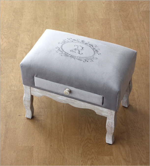 スツール アンティーク おしゃれ 椅子 布 クッション 木製 オットマン