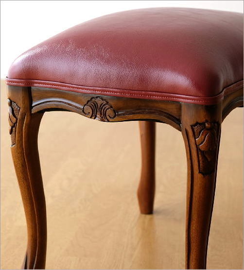 スツール アンティーク 無垢 天然木 クッション 合皮レザー おしゃれ