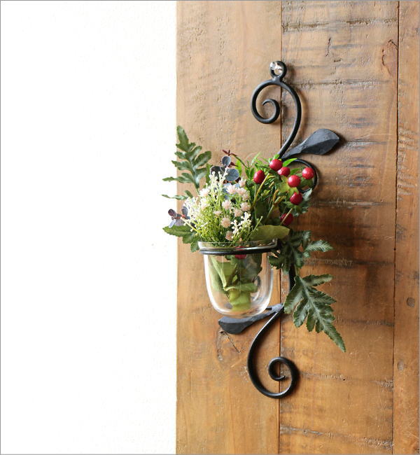 花瓶 花びん ガラス アイアン 花器 一輪挿し おしゃれ 壁飾り