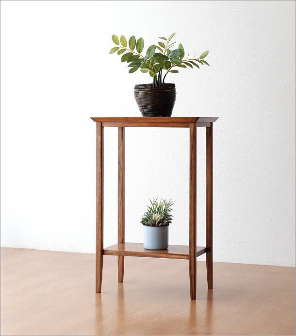 花台 木製 チーク無垢材 フラワースタンド 玄関 リビング コンパクト