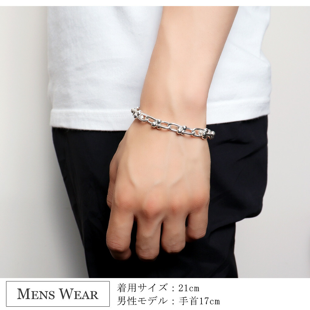 シルバー925 リンクチェーン ブレスレット シルバー 17〜21cm シンプル