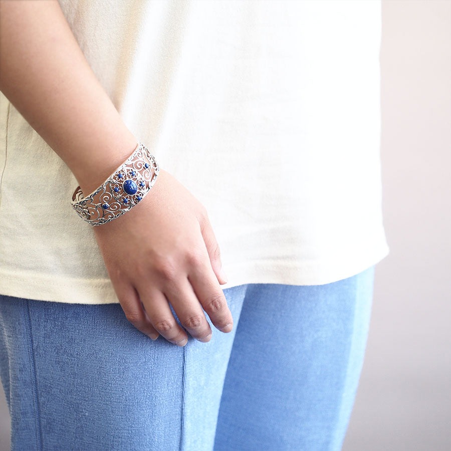 ROKUZAN ラピスラズリ アイビー シルバーバングル シルバー925