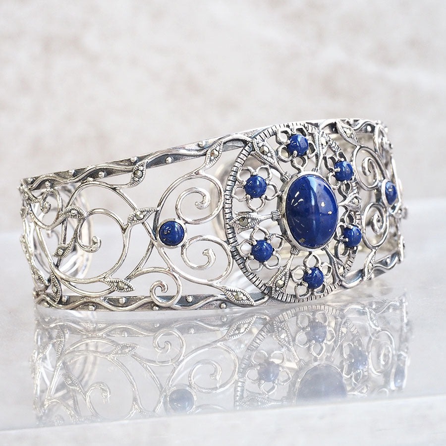 ROKUZAN ラピスラズリ アイビー シルバーバングル シルバー925