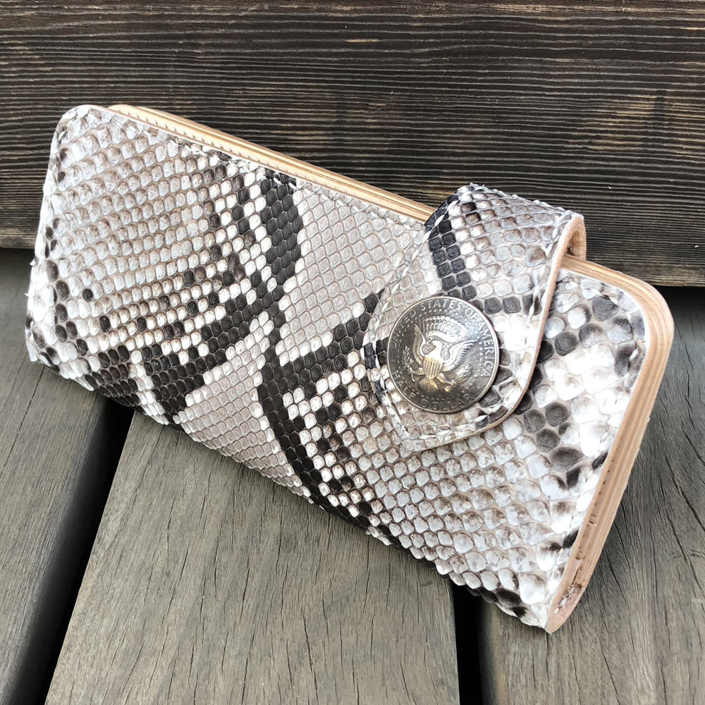長財布/ロングウォレット ダイヤモンドパイソン本革 イタリアンレザー