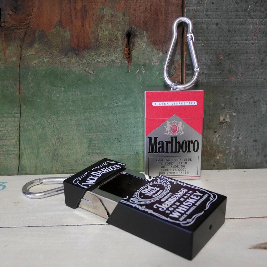 タバコ 箱型 携帯灰皿 キーホルダー 灰皿 ジャックダニエル マルボロ