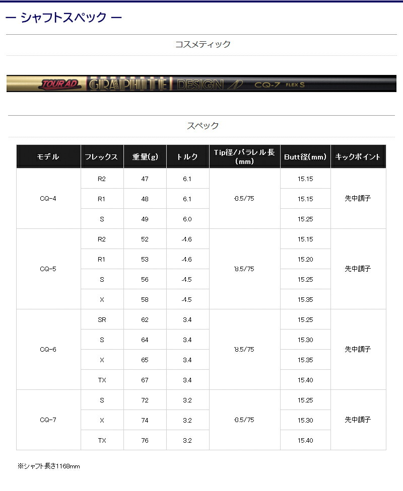グラファイトデザイン ツアーAD CQ Tour AD ブリヂストン スリーブ付