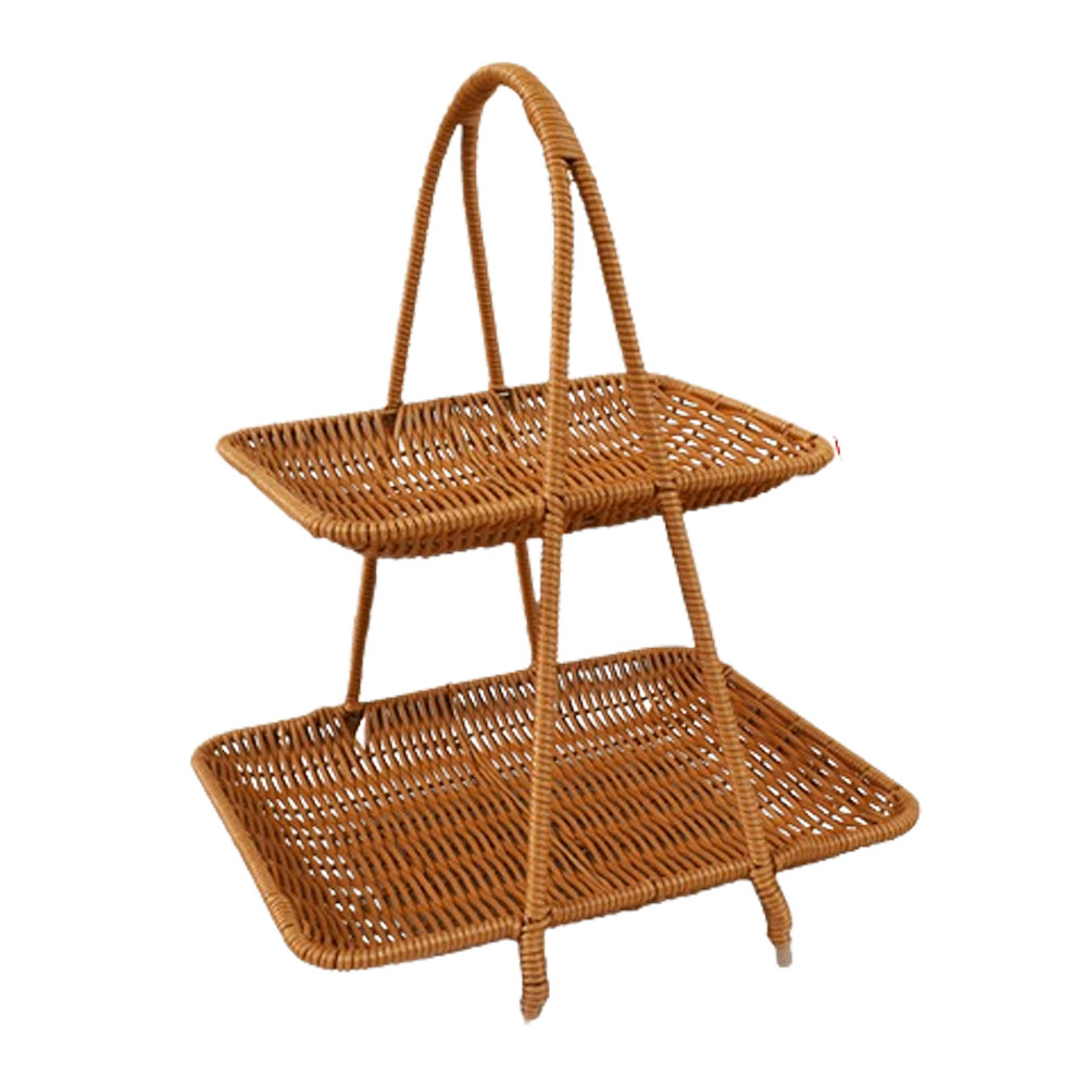 ラタン トレー 2段 長方形 楕円 トレイ バスケット かご アフヌーン