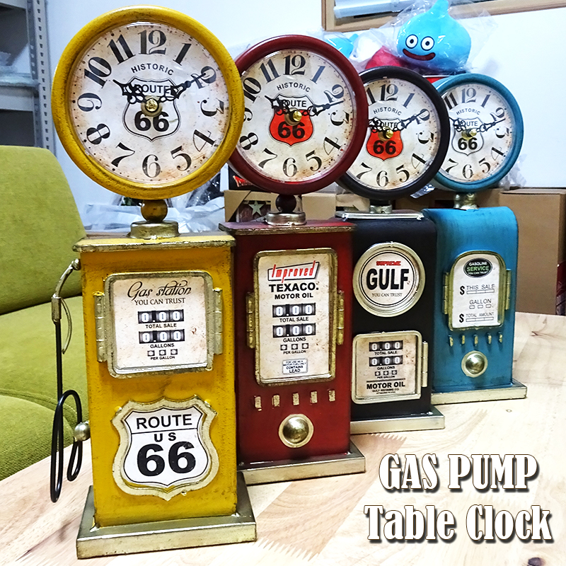 アメリカン レトロ 置時計 レトロ ビンテージ ガスポンプ 4カラー