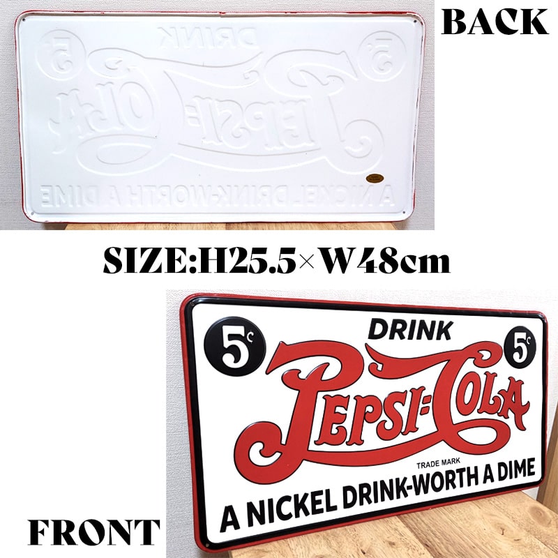PEPSI（ペプシ） ブリキ看板 PEPSI COLA 5セント エンボスメタル