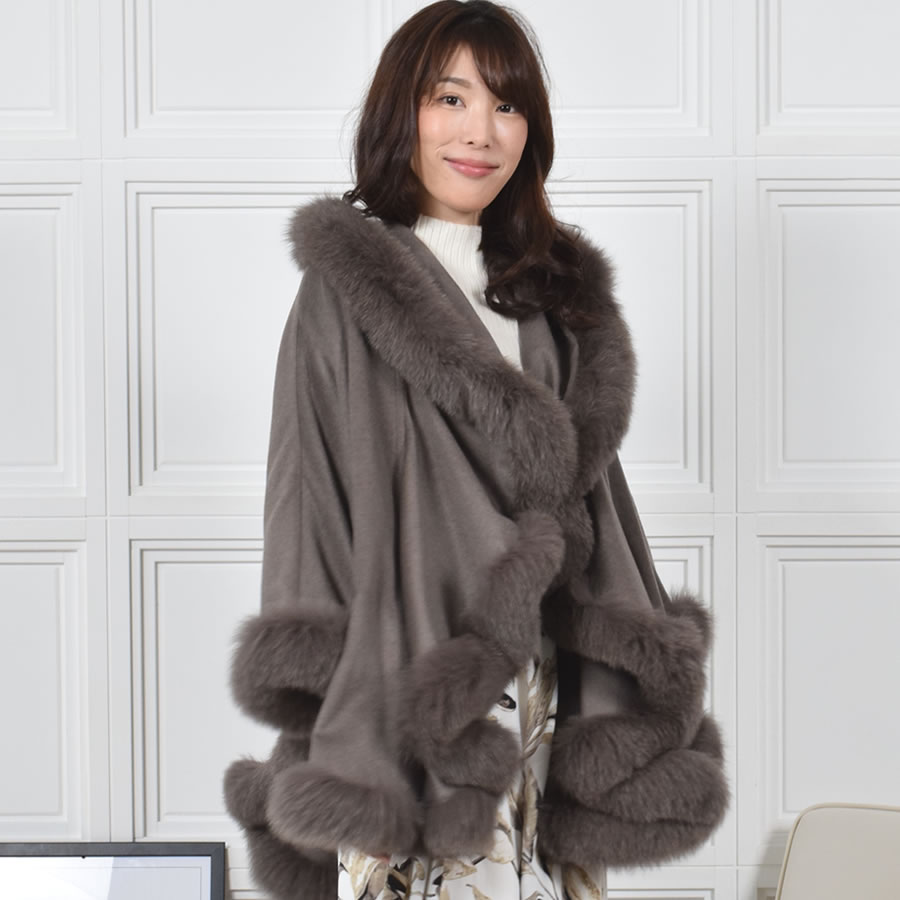 Merfirge ポンチョ ケープ 日本製 カシミヤ 100％ SAGA フォックス