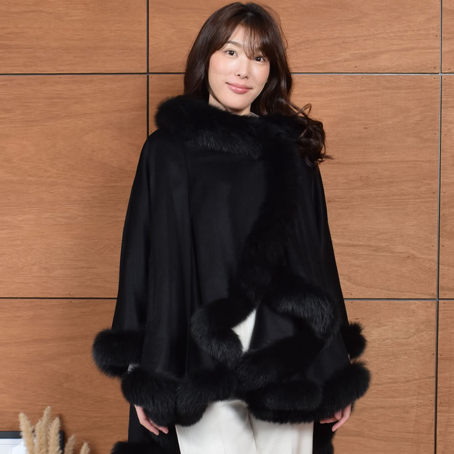 Merfirge ポンチョ ケープ 日本製 カシミヤ 100％ SAGA フォックス