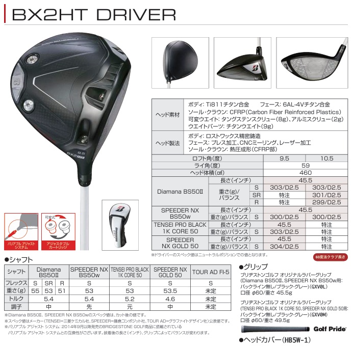 BRIDGESTONE（ブリヂストン） ブリヂストンゴルフ BX2HT ドライバー
