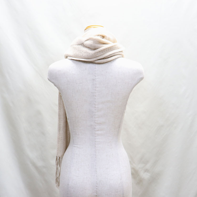 カシミヤ混 ストール マフラー ベージュ フリンジ付き メンズ