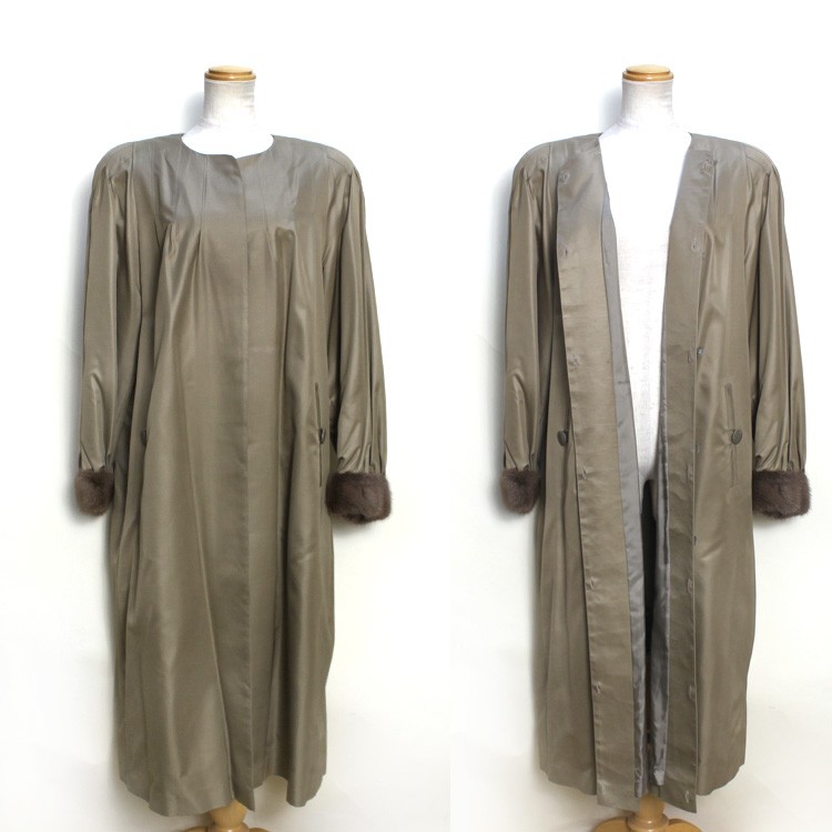 チキャンラム ファー ライナー ・ ミンク 襟 シルク 3way ロング