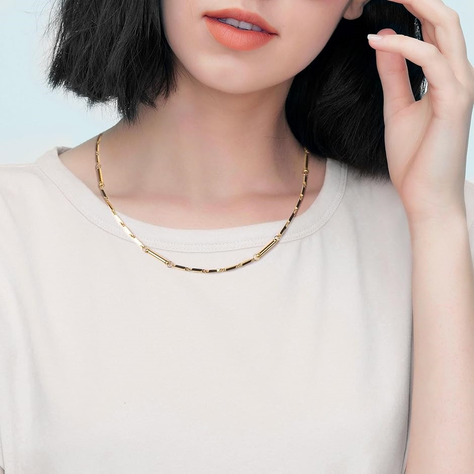 磁気ネックレス イエローゴールド 幅2mm 全長50cm チェーン レディース