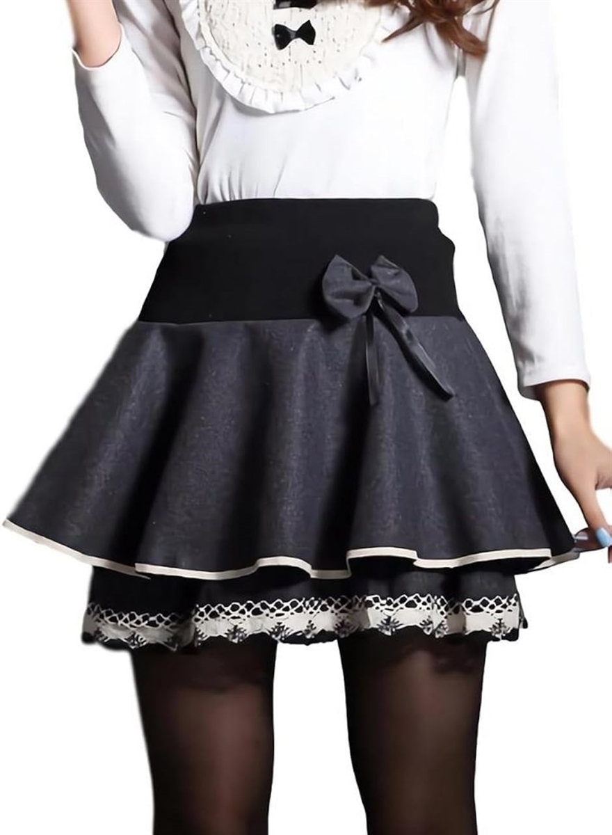 フリル レース ミニ スカート ウエスト リボン エレガント ミニスカ 春