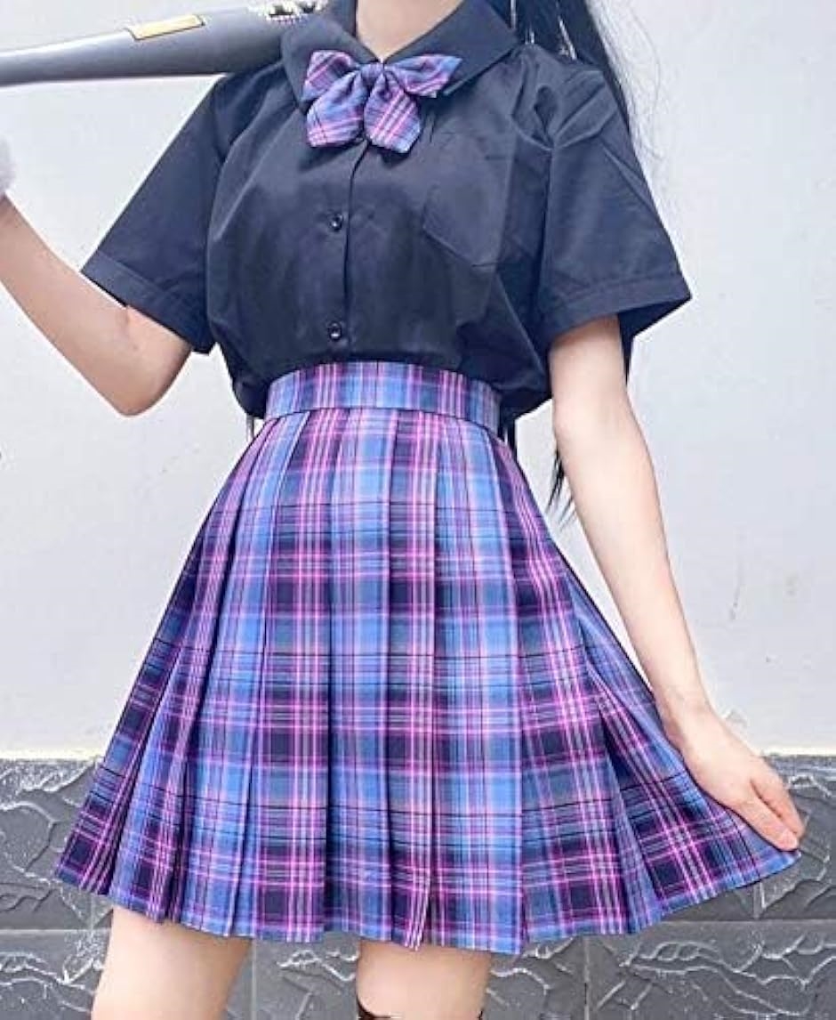 大きいサイズ JCスカートコレクション チェック柄 プリーツ( 水色