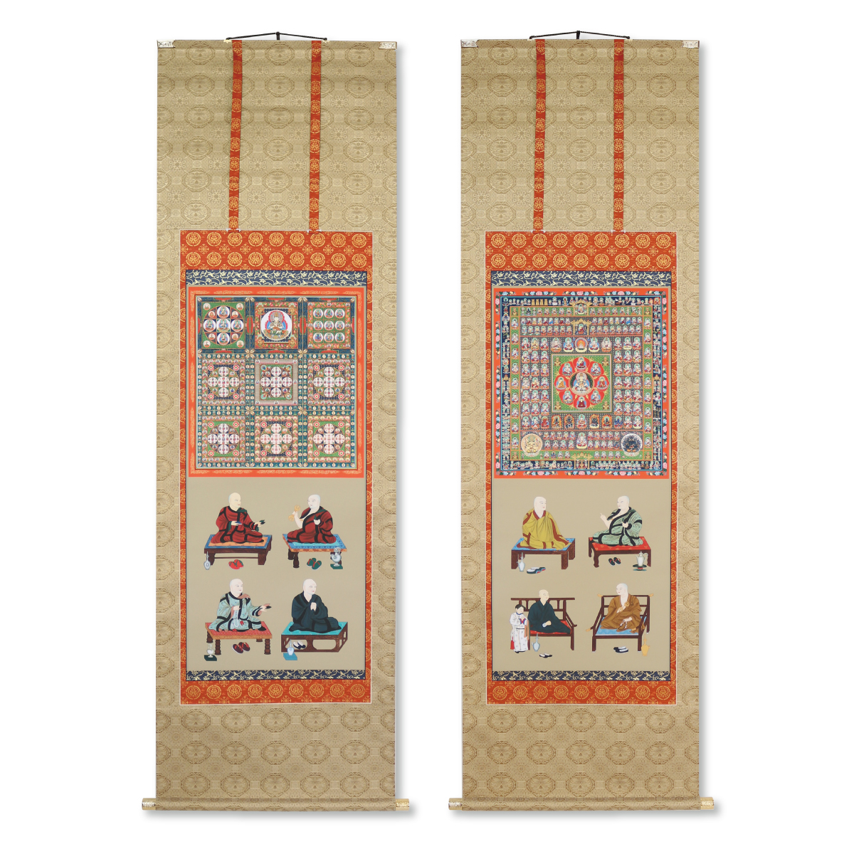 掛軸 掛け軸 両界曼荼羅 八祖大師 桐箱入り 送料無料 : 御朱印帳の