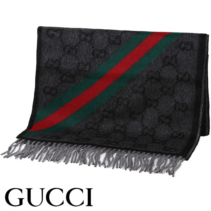 GG グッチ マフラー GUCCI ウェビングライン GG柄マフラー ユニ