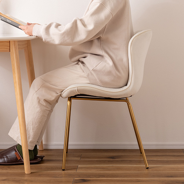 東谷 ダイニングチェア おしゃれ 白 椅子 スチール脚 ベロア