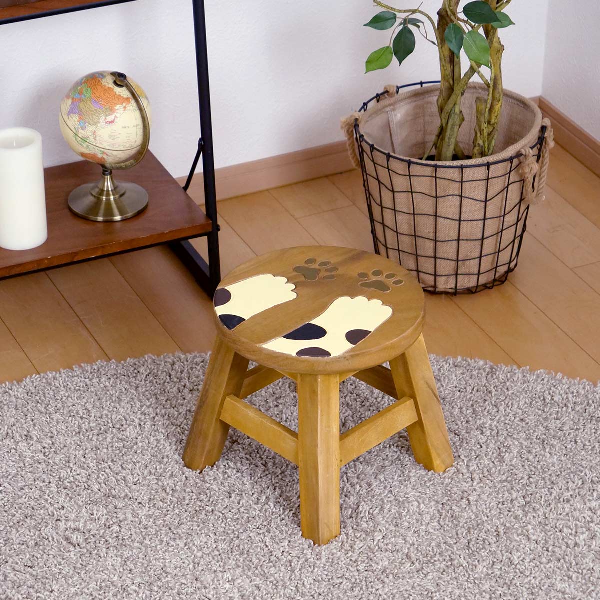 スツール 座面高25〜26cm キャットハンズ 天然木 （ 丸 ウッドスツール