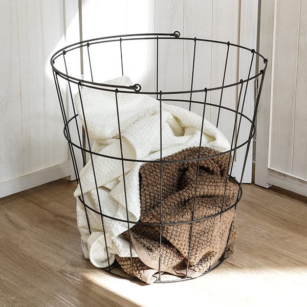 ちどり産業 ランドリーバスケット アンティーク 大容量 洗濯かご 丸型