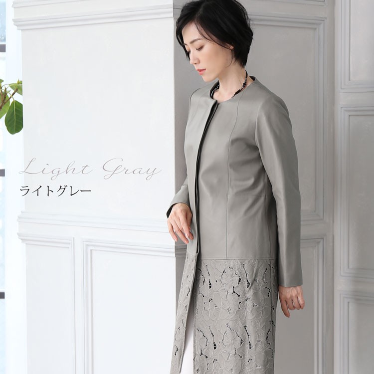 sankyo shokai（三京商会） ラムレザー ノーカラー コート ロング丈