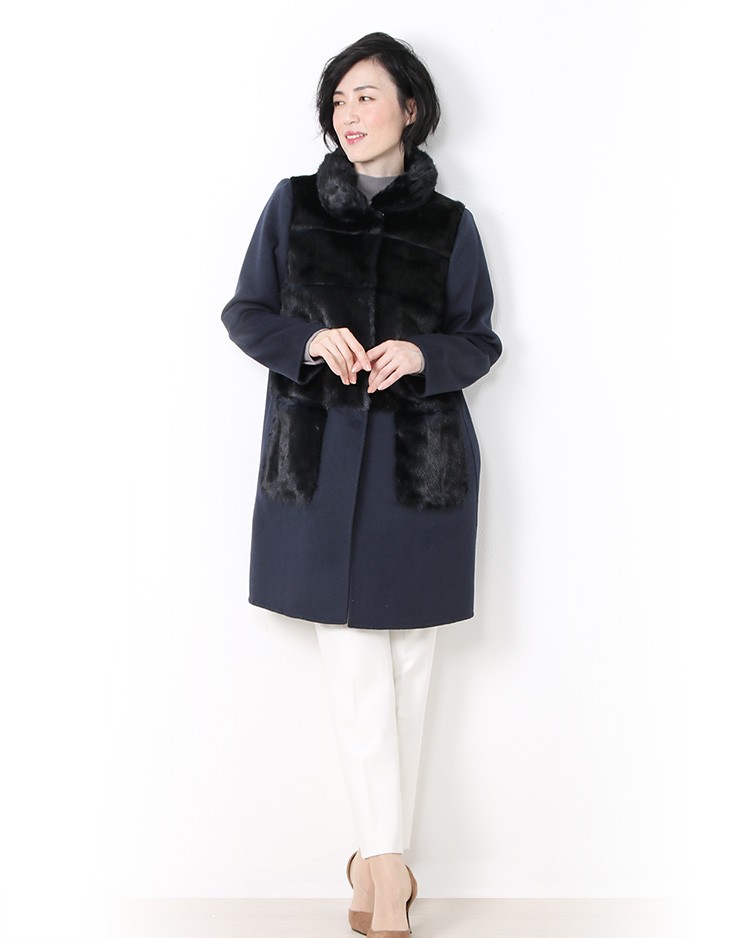 sankyo shokai（三京商会） ミンク＆ カシミヤ 混 ウール コート 一枚