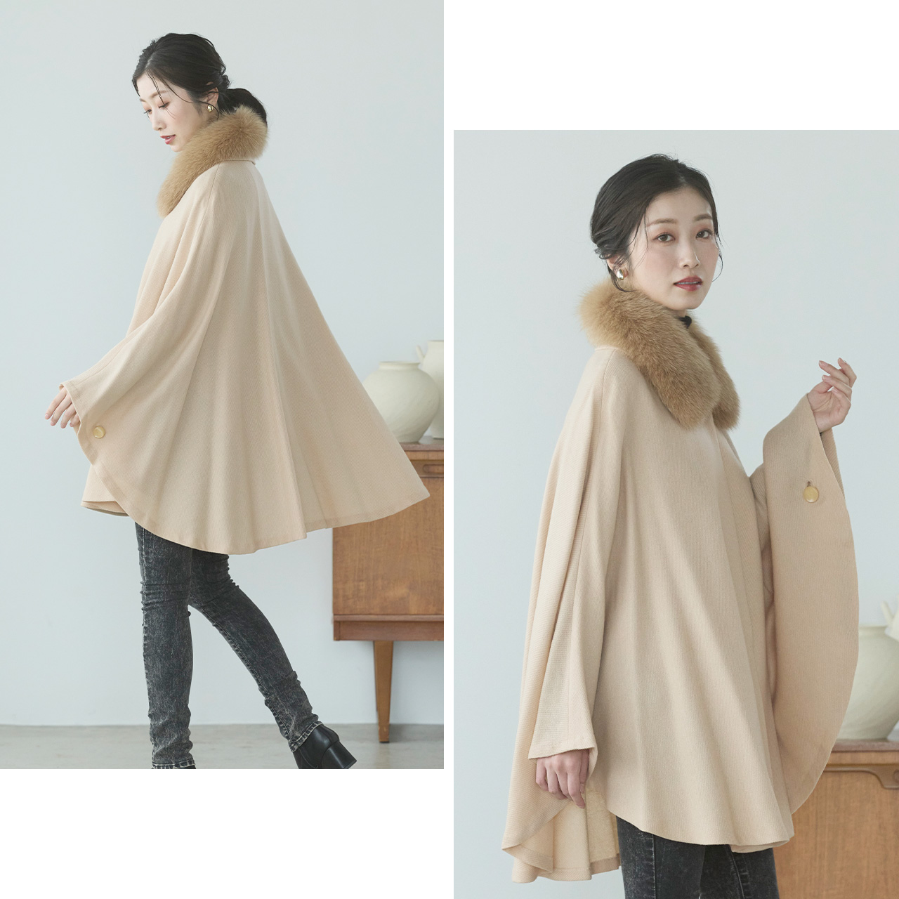 sankyo shokai（三京商会） ケープ カシミヤ 100% ポンチョ 軽量 弱撥