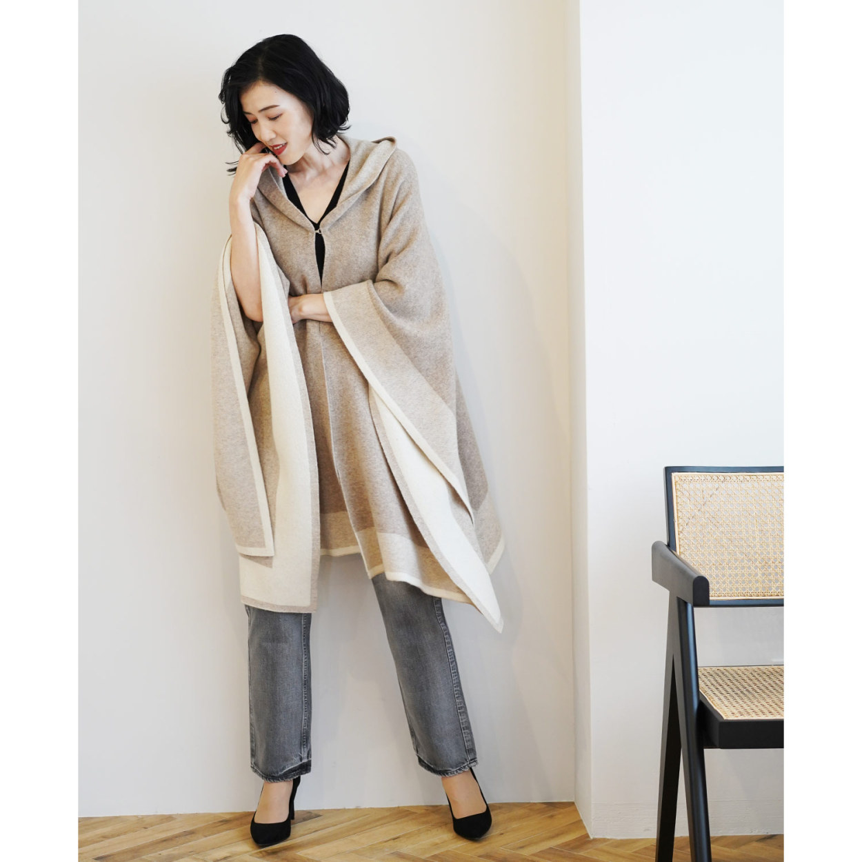 Filomo（フィローモ） [10%offクーポン]ケープ ニット ポンチョ コート