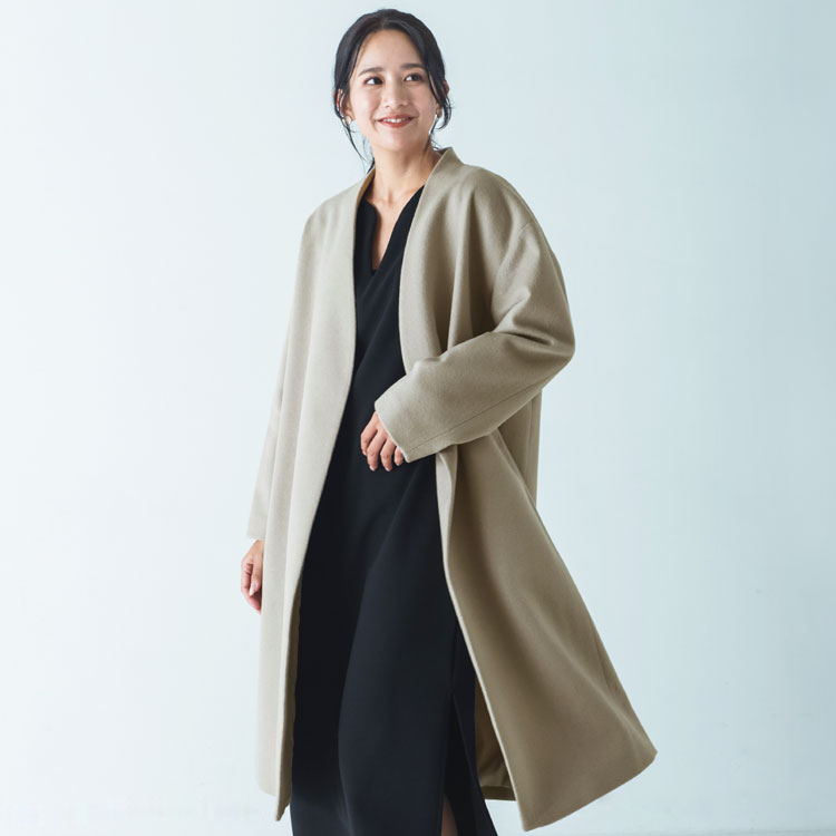 sankyo shokai（三京商会） カシミヤ ブレンド ウール ノーカラー V