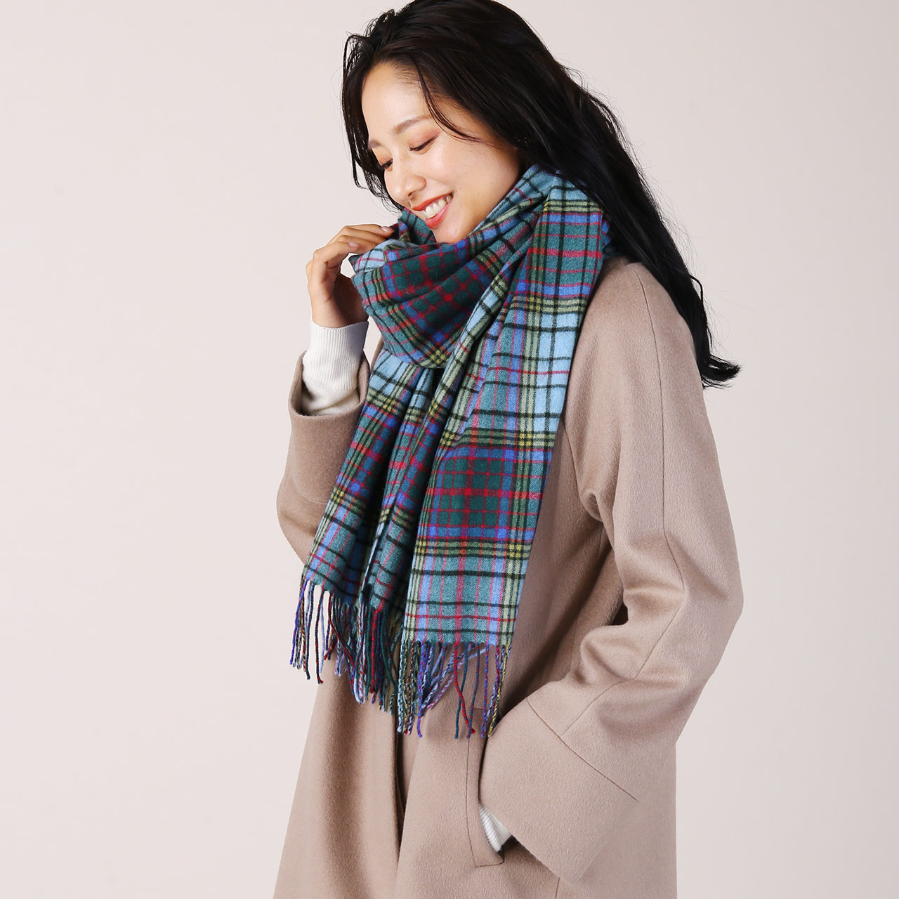 sankyo shokai（三京商会） ［期間限定価格］カシミヤ 100% チェック