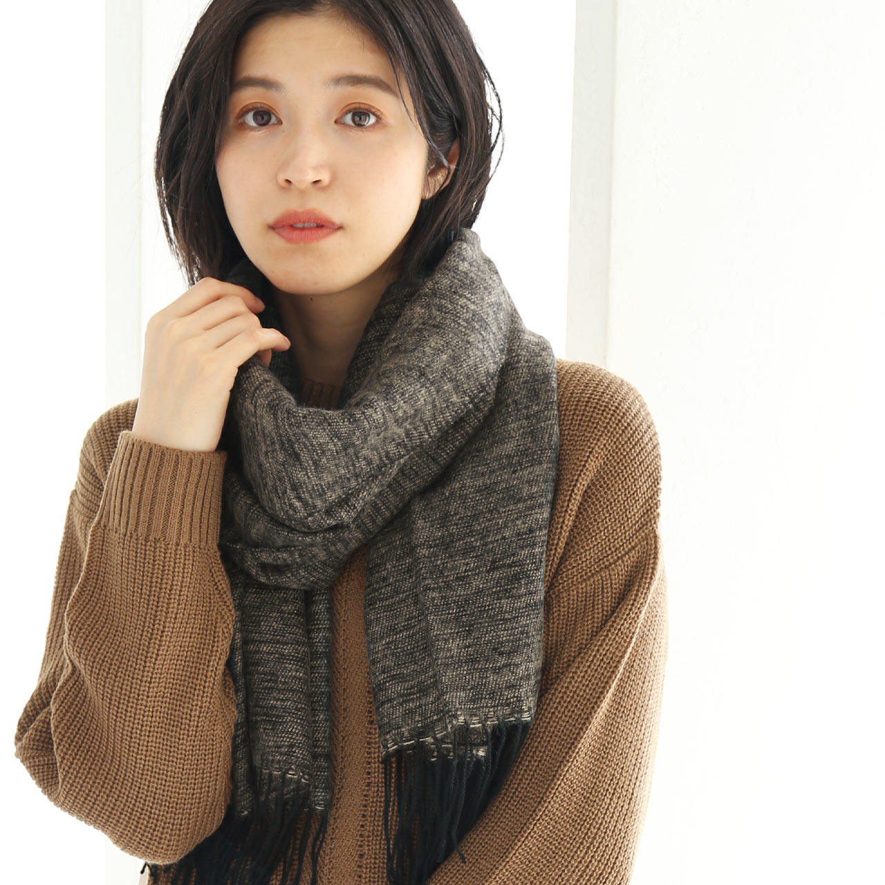 sankyo shokai（三京商会） メランジ ストール 大判 厚手 レディース