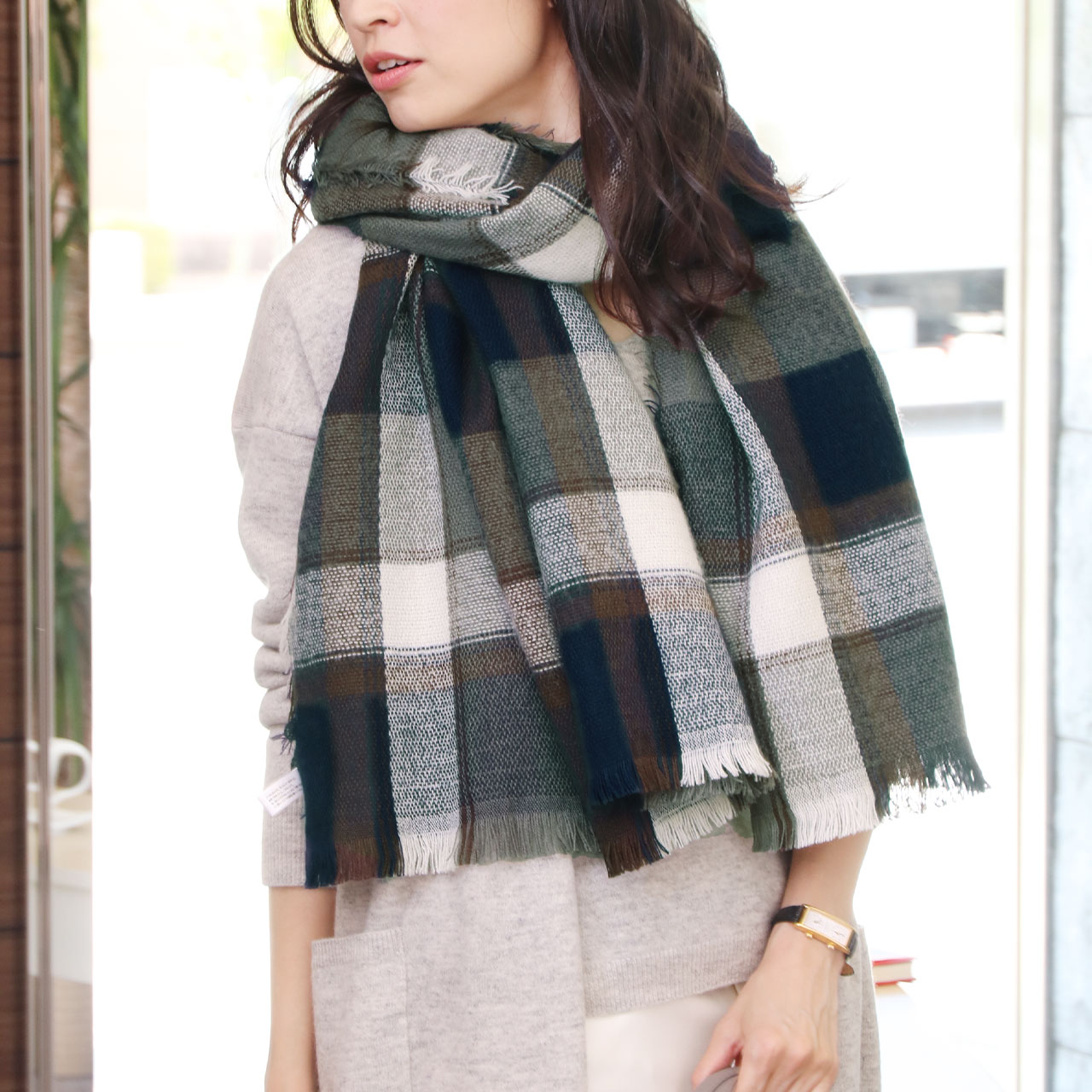 sankyo shokai（三京商会） [10%offクーポン]大判 ストール チェック柄