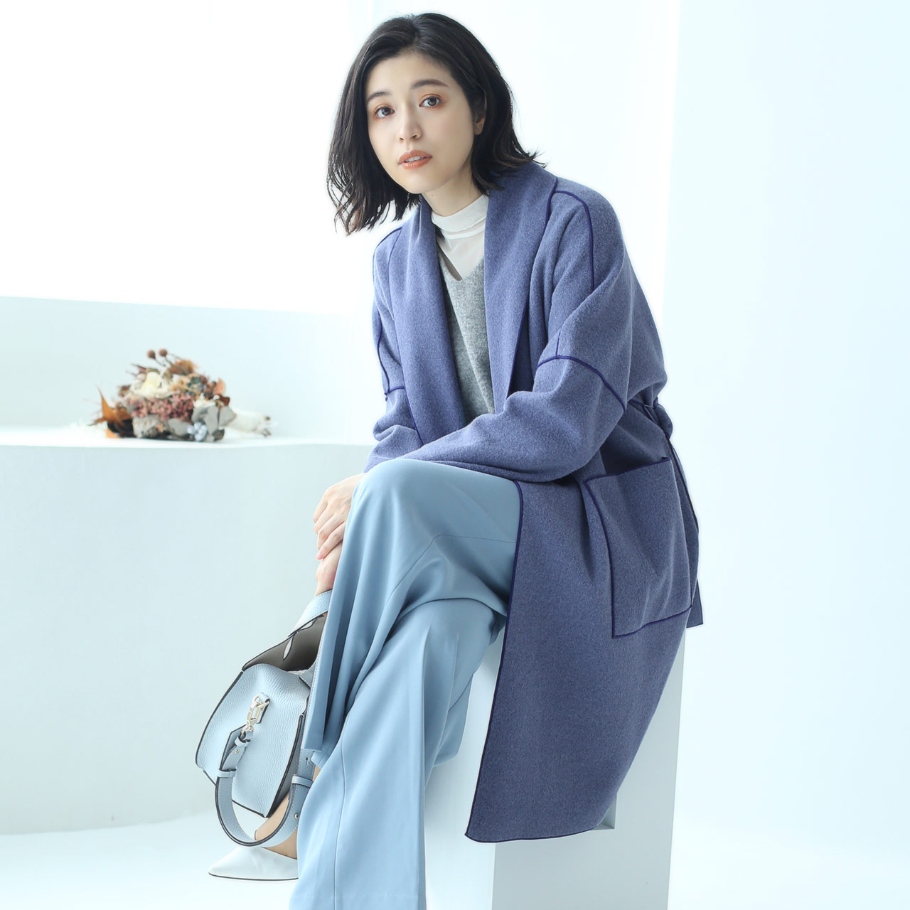 最終値下げ！2/13削除 #Newans ラップストールトレンチコート 最終