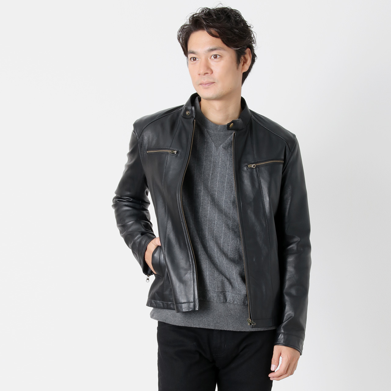 sankyo shokai（三京商会） ラムレザー シングル ライダース