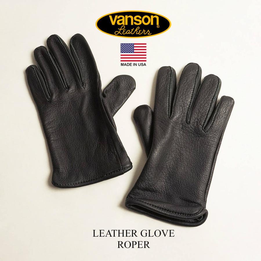VANSON（バンソン） レザーグローブ ローパー ブラック MADE IN USA